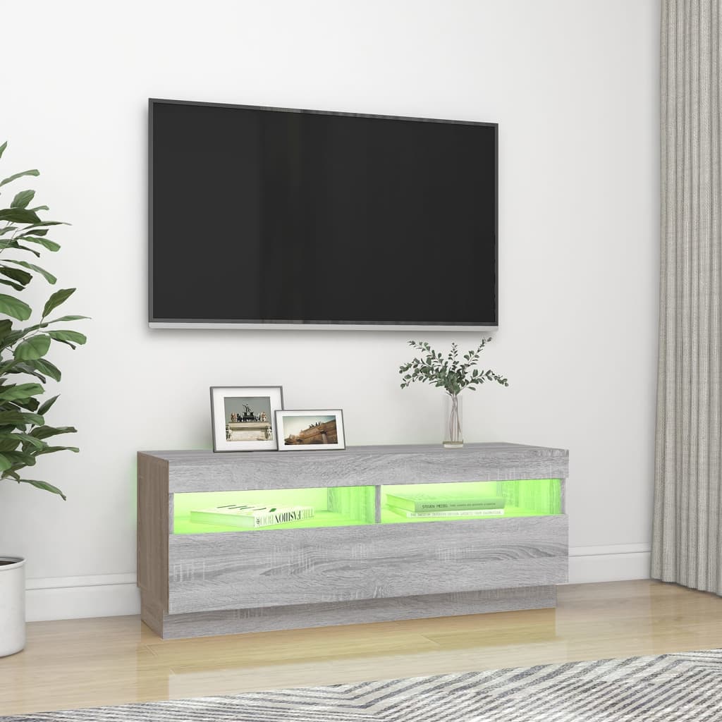 TV-taso LED-valoilla harmaa Sonoma 100x35x40 cm - Sisustajankoti.fi