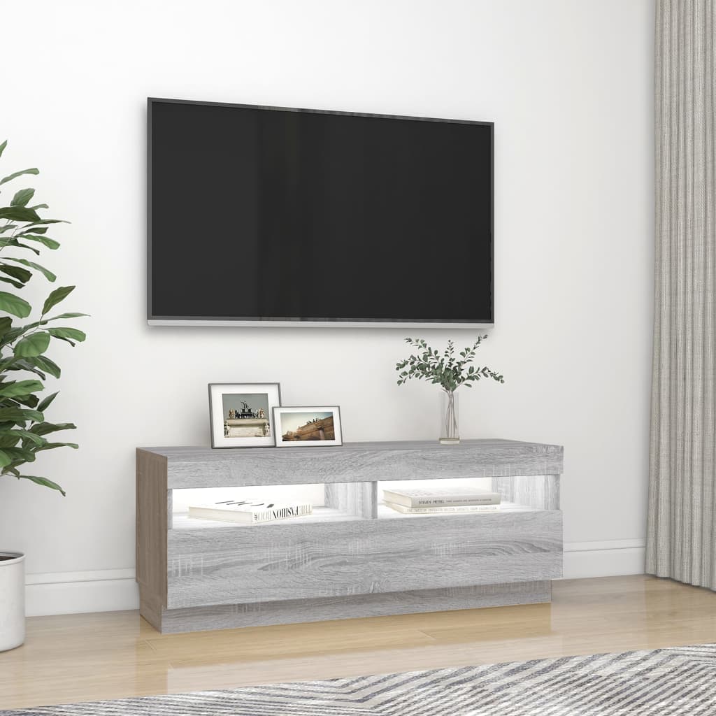 TV-taso LED-valoilla harmaa Sonoma 100x35x40 cm - Sisustajankoti.fi