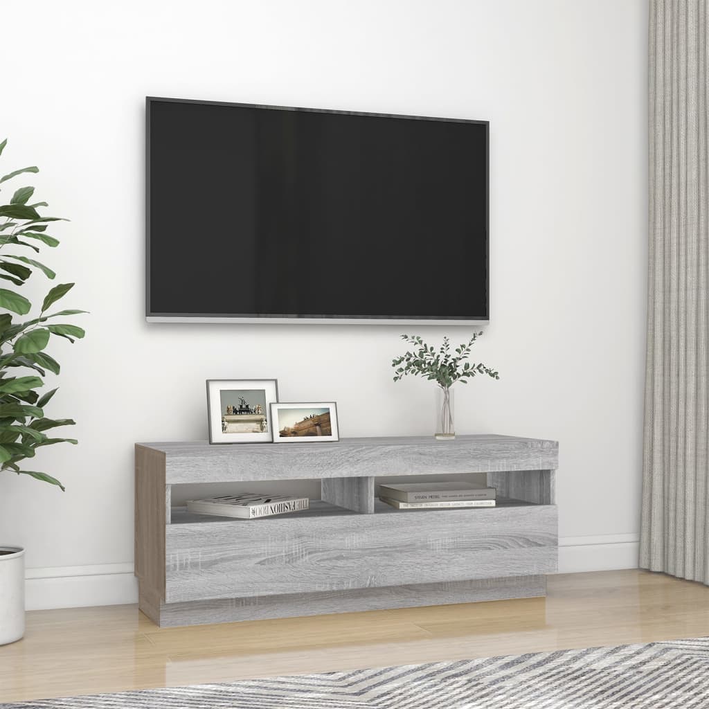TV-taso LED-valoilla harmaa Sonoma 100x35x40 cm - Sisustajankoti.fi
