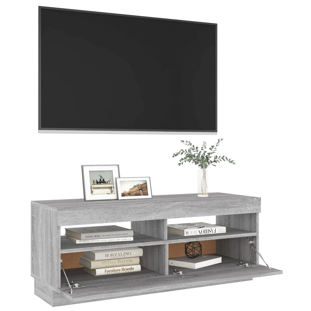 TV-taso LED-valoilla harmaa Sonoma 100x35x40 cm - Sisustajankoti.fi