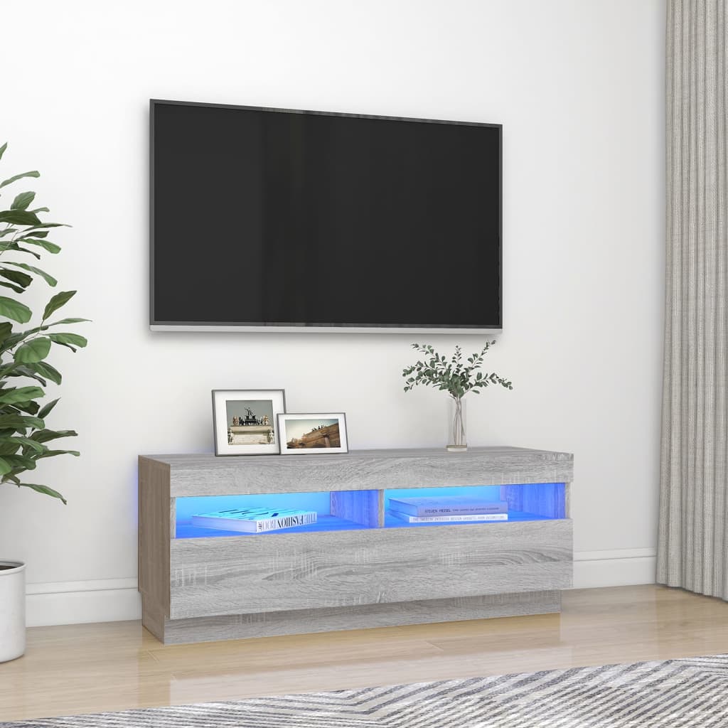 TV-taso LED-valoilla harmaa Sonoma 100x35x40 cm - Sisustajankoti.fi