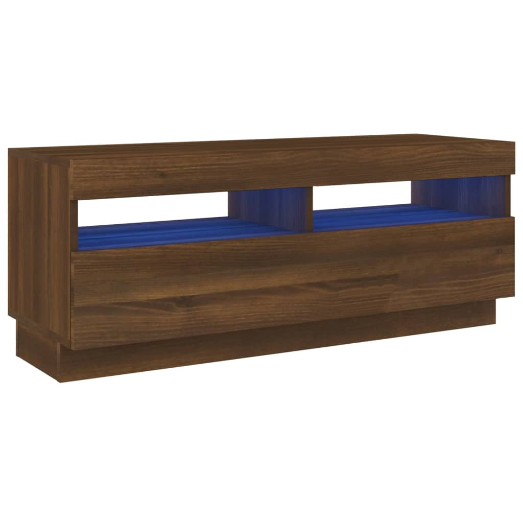 TV-taso LED-valoilla ruskea tammi 100x35x40 cm - Sisustajankoti.fi