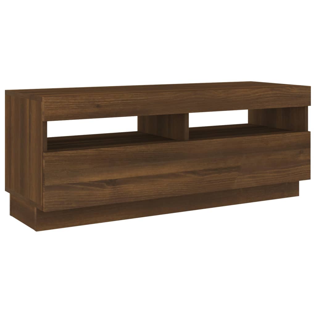 TV-taso LED-valoilla ruskea tammi 100x35x40 cm - Sisustajankoti.fi
