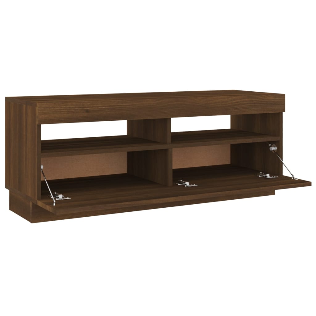 TV-taso LED-valoilla ruskea tammi 100x35x40 cm - Sisustajankoti.fi