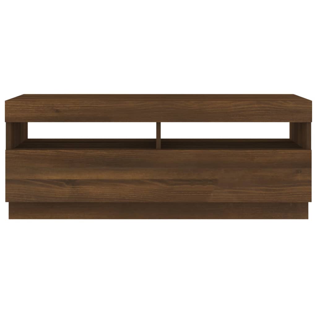 TV-taso LED-valoilla ruskea tammi 100x35x40 cm - Sisustajankoti.fi