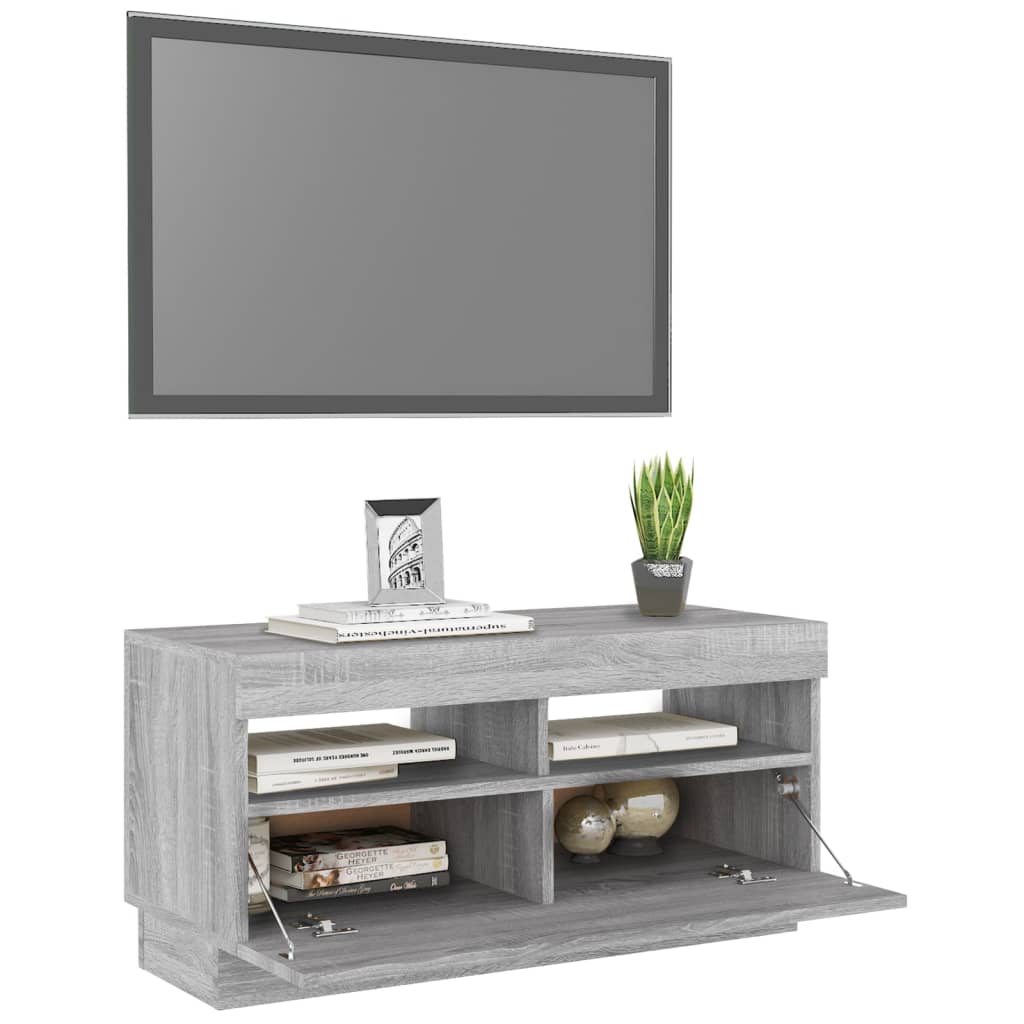 TV-taso LED-valoilla harmaa Sonoma 80x35x40 cm - Sisustajankoti.fi