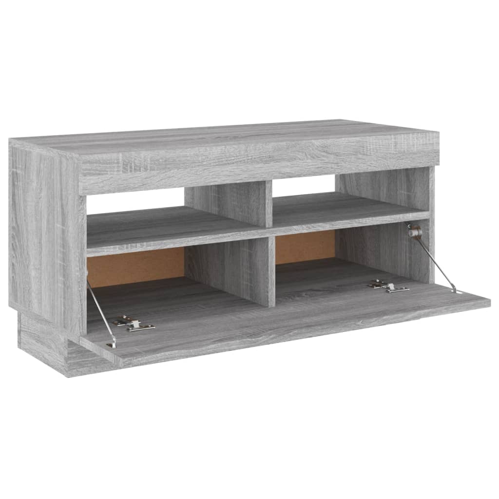 TV-taso LED-valoilla harmaa Sonoma 80x35x40 cm - Sisustajankoti.fi