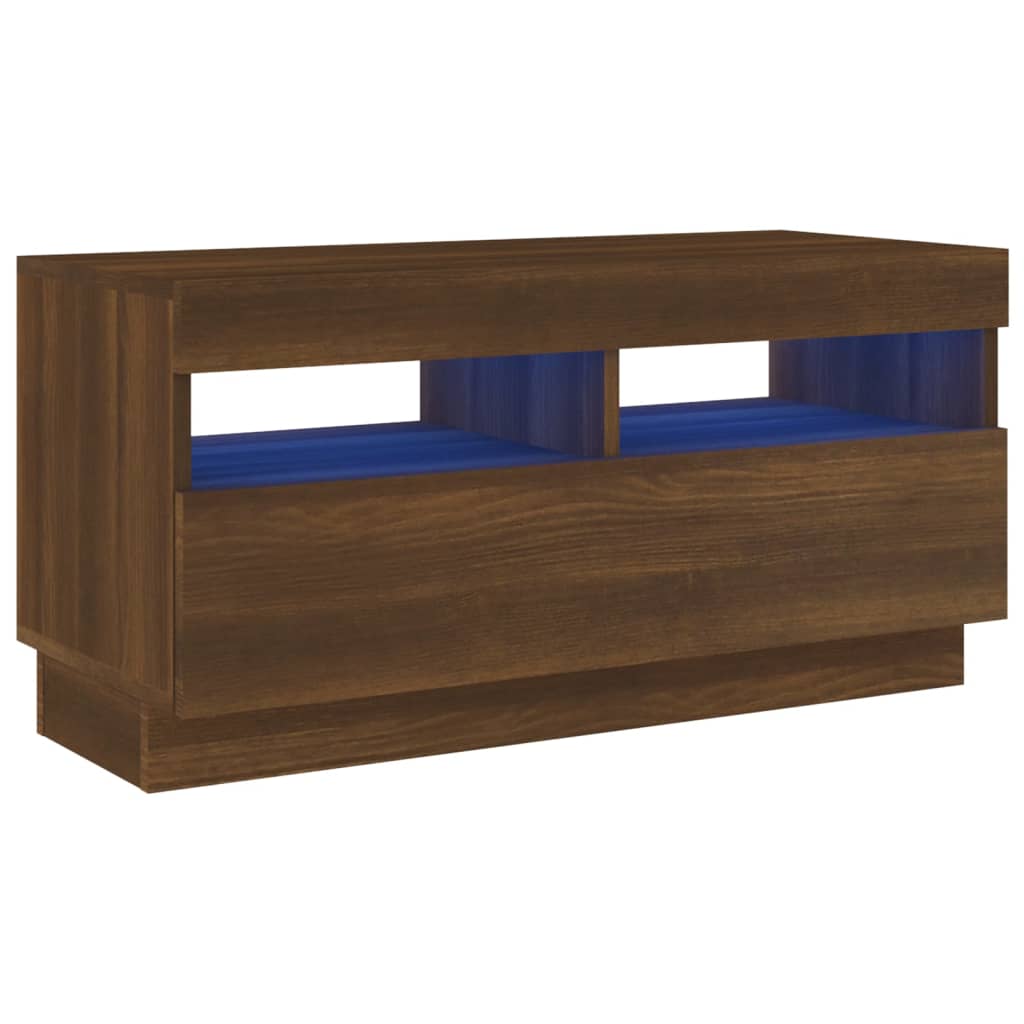 TV-taso LED-valoilla ruskea tammi 80x35x40 cm - Sisustajankoti.fi