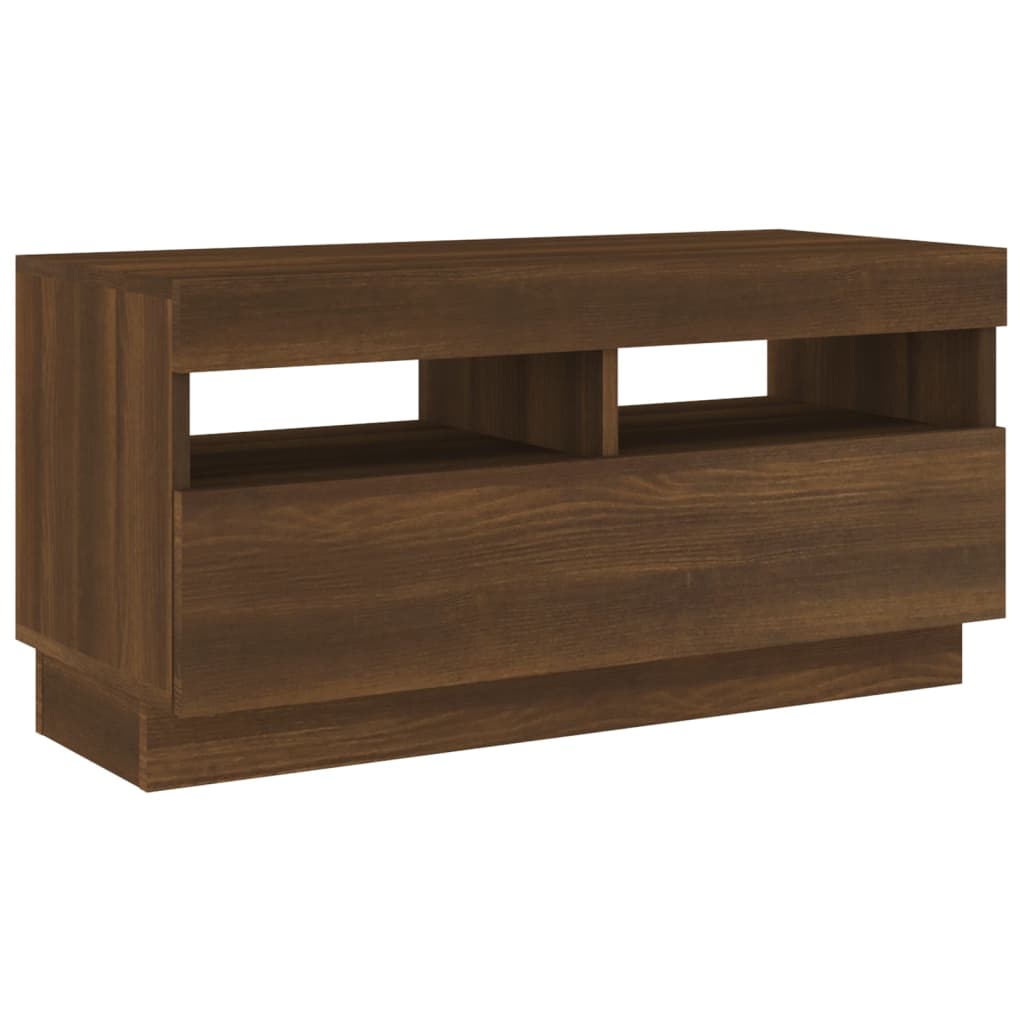 TV-taso LED-valoilla ruskea tammi 80x35x40 cm - Sisustajankoti.fi