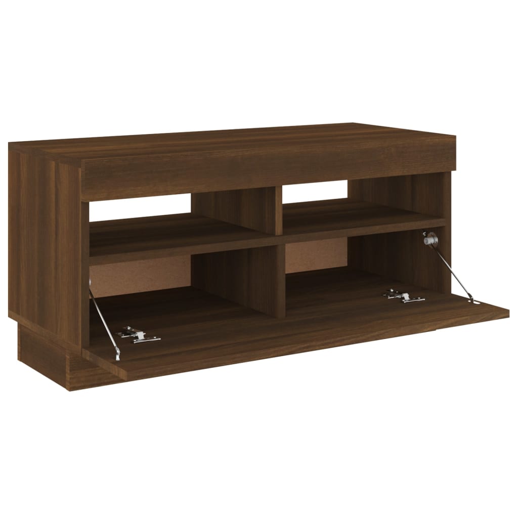 TV-taso LED-valoilla ruskea tammi 80x35x40 cm - Sisustajankoti.fi