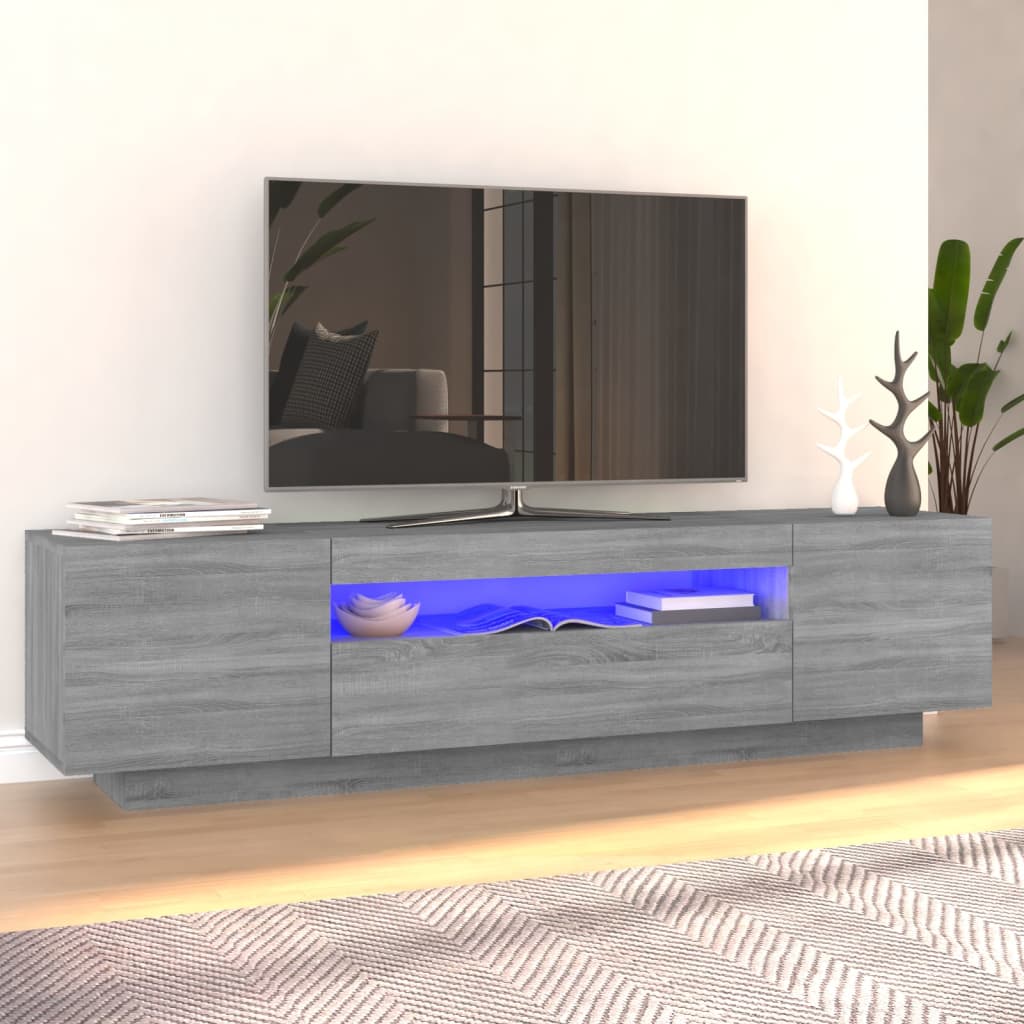 TV-taso LED-valoilla harmaa Sonoma 160x35x40 cm - Sisustajankoti.fi