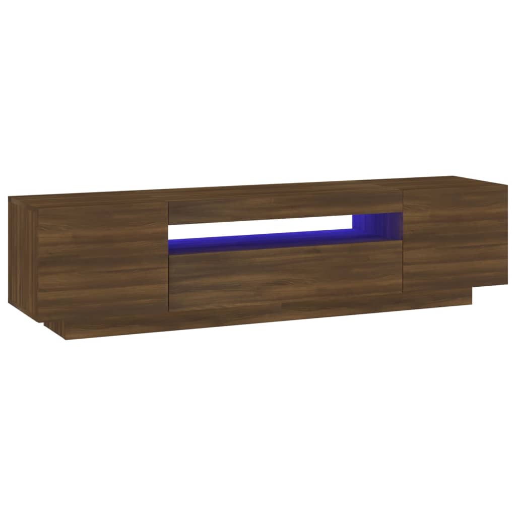 TV-taso LED-valoilla ruskea tammi 160x35x40 cm - Sisustajankoti.fi