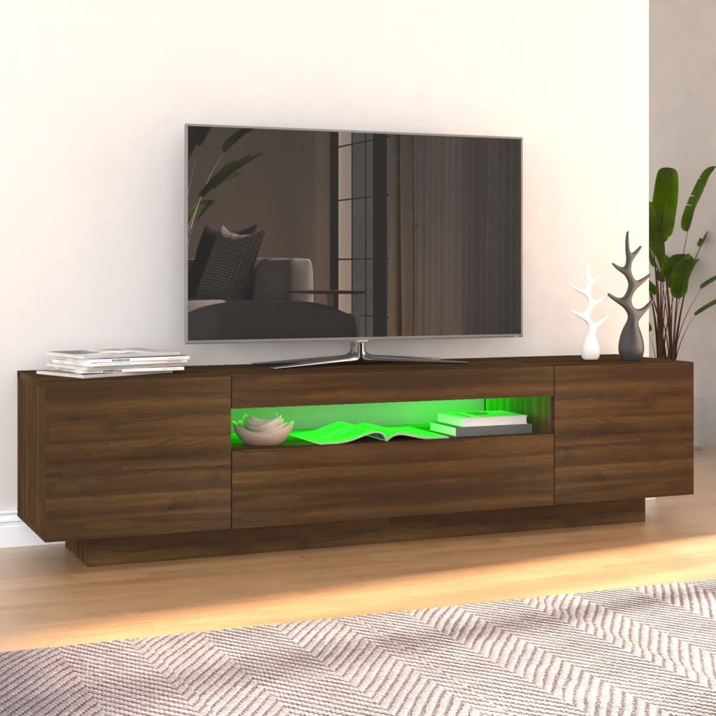 TV-taso LED-valoilla ruskea tammi 160x35x40 cm - Sisustajankoti.fi
