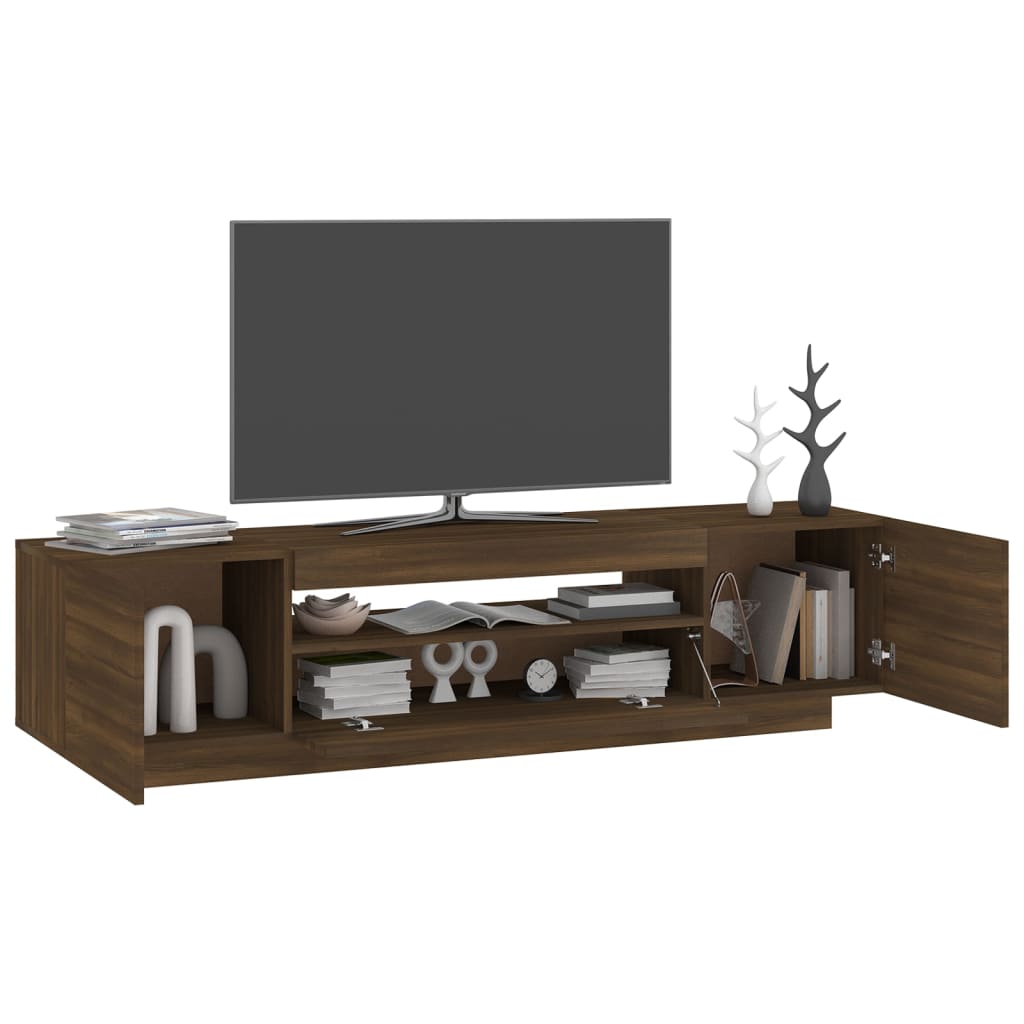 TV-taso LED-valoilla ruskea tammi 160x35x40 cm - Sisustajankoti.fi