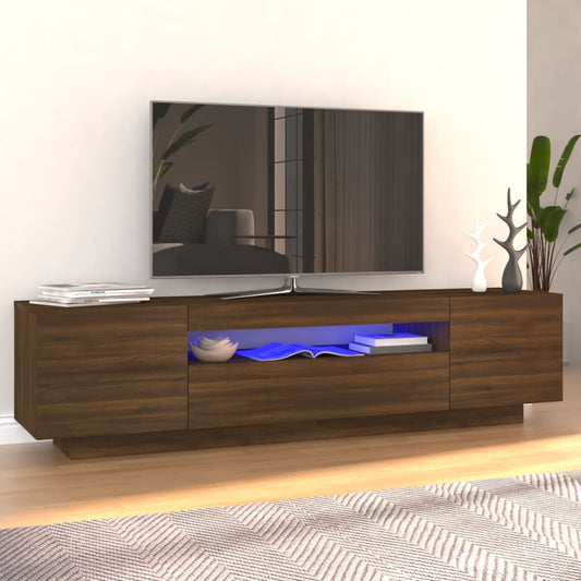 TV-taso LED-valoilla ruskea tammi 160x35x40 cm - Sisustajankoti.fi