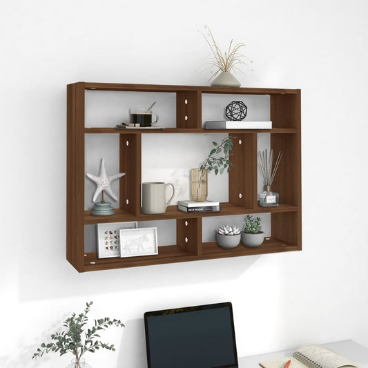 Seinähylly ruskea tammi 75x16x55 cm tekninen puu - Sisustajankoti.fi