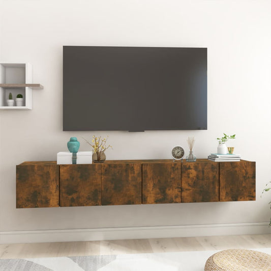 Seinäkiinnitettävät TV-kaapit 3 kpl savutammi 60x30x30 cm - Sisustajankoti.fi