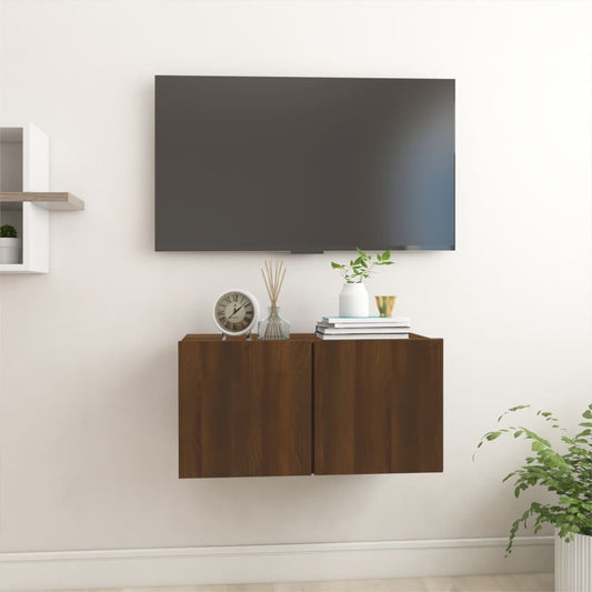 Riippuva TV-kaappi ruskea tammi 60x30x30 cm tekninen puu - Sisustajankoti.fi