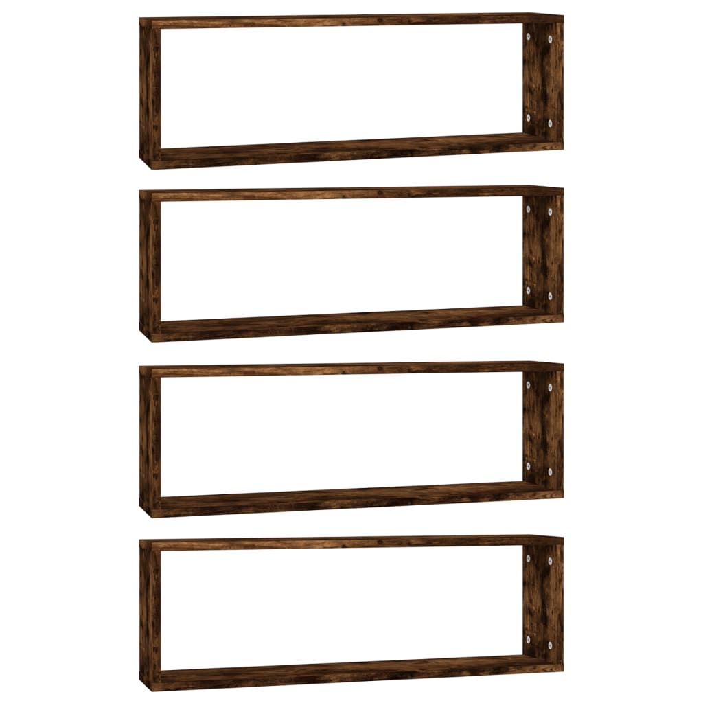 Seinäkuutiohyllyt 4 kpl savutammi 80x15x26,5 cm tekninen puu - Sisustajankoti.fi