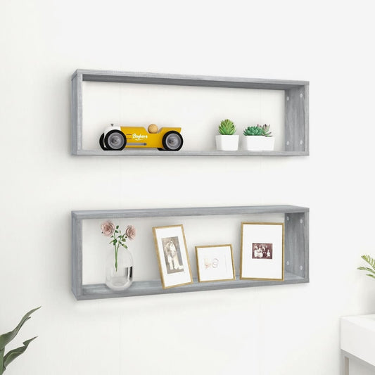 Seinäkuutiohylly 2 kpl harmaa Sonoma 80x15x26,5 cm tekninen puu - Sisustajankoti.fi
