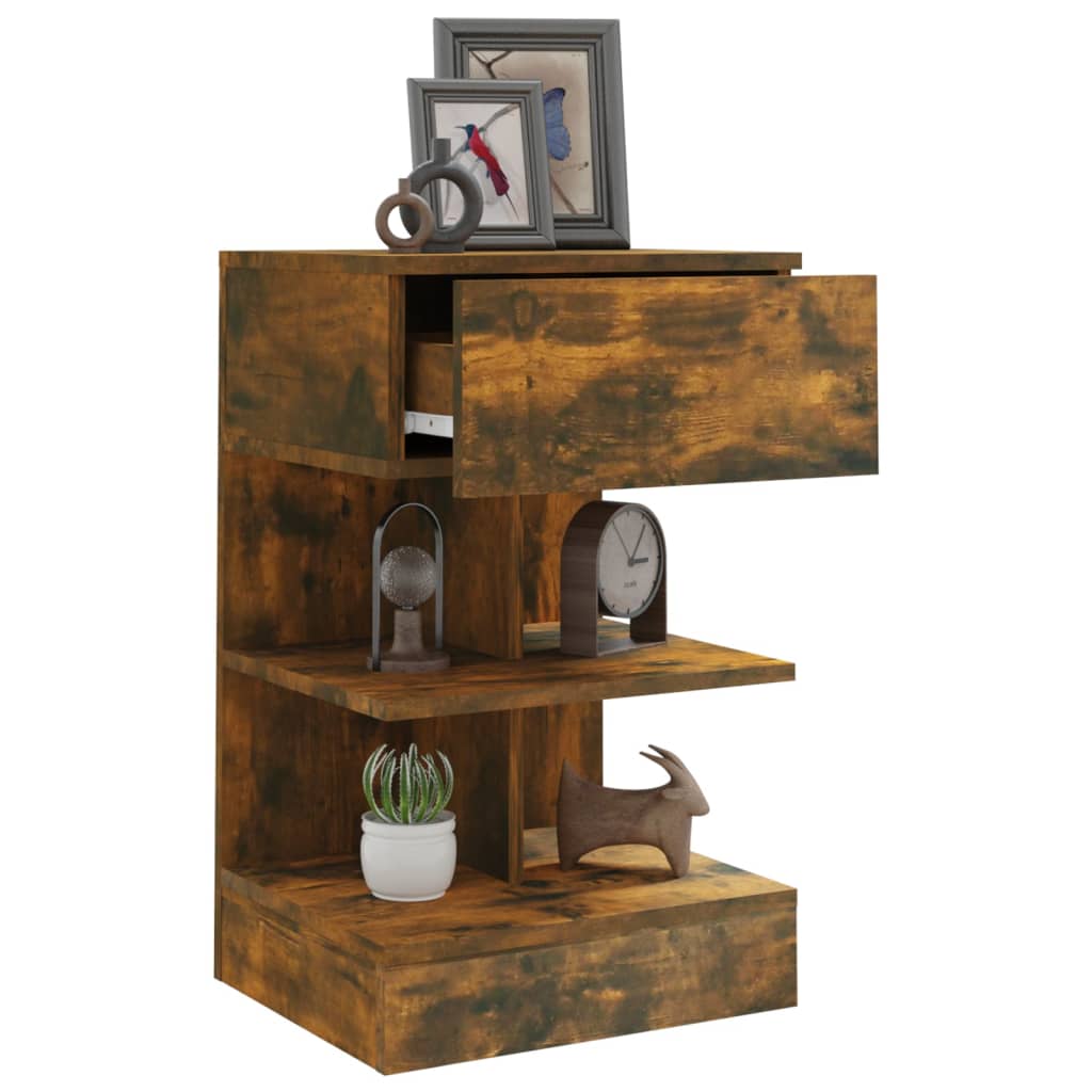 Yöpöydät 2 kpl savutammi 40x35x65 cm tekninen puu - Sisustajankoti.fi