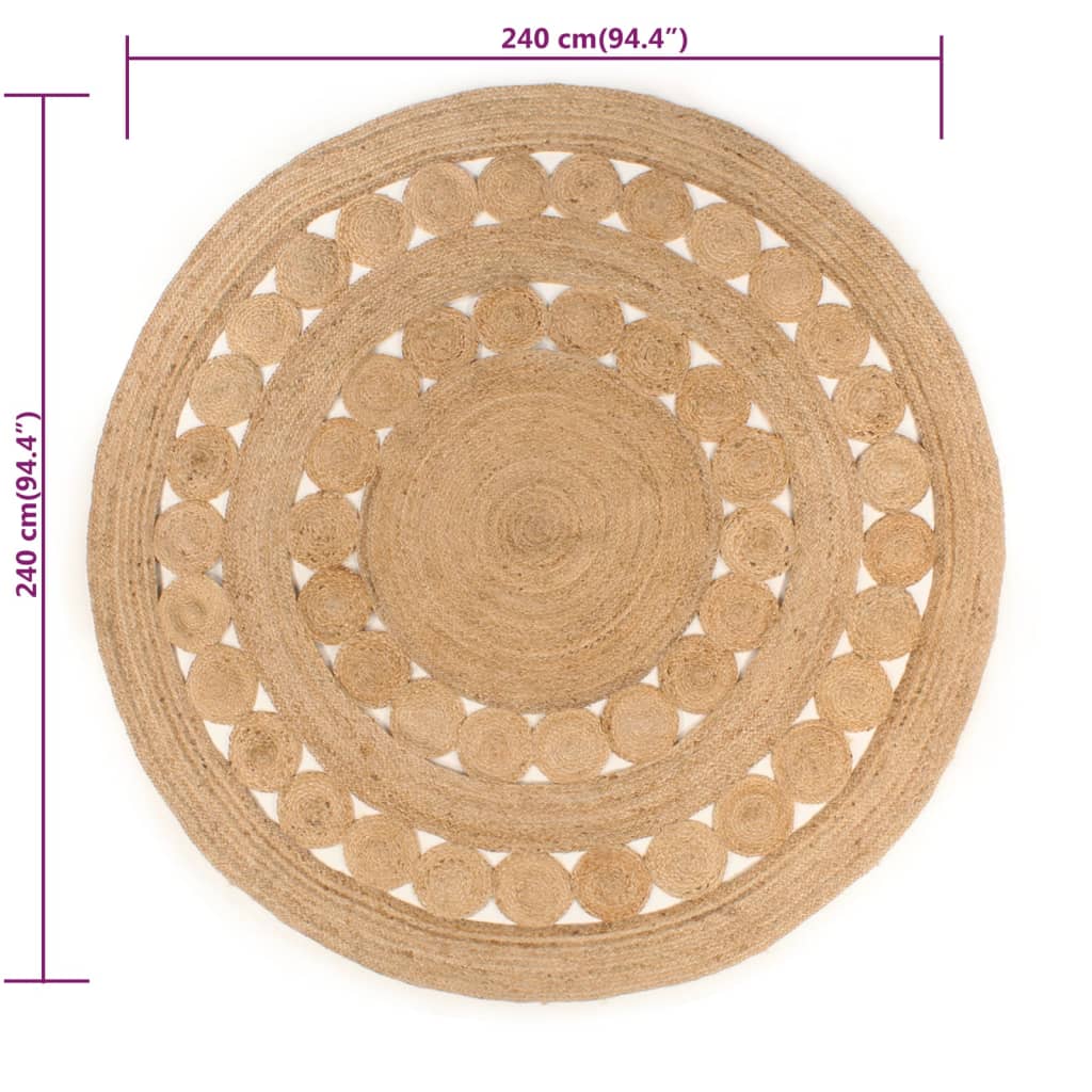 Juuttimatto punottu malli 240 cm pyöreä - Sisustajankoti.fi