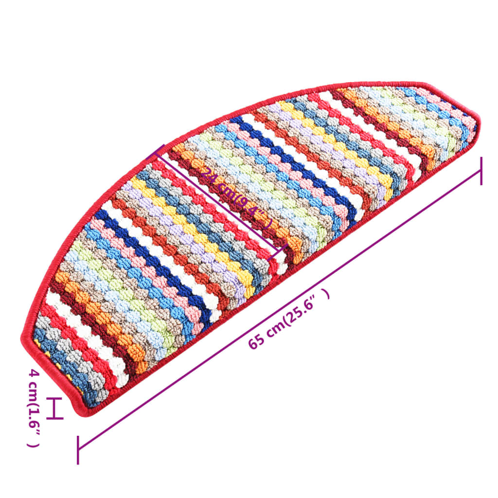 Itsekiinnittyvät porrasmatot 15 kpl 65x28 cm monivärinen pun. - Sisustajankoti.fi