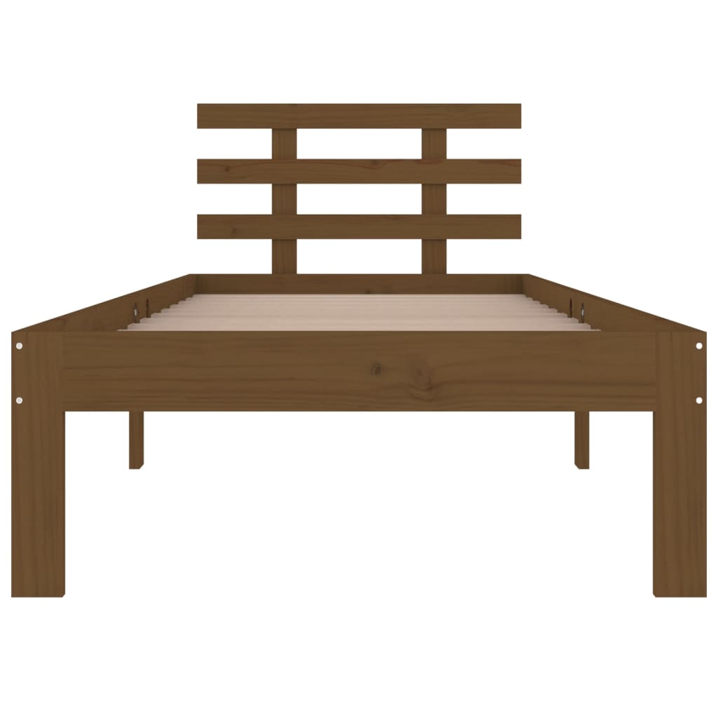 Sängynrunko hunajanruskea täysi puu 100x200 cm - Sisustajankoti.fi