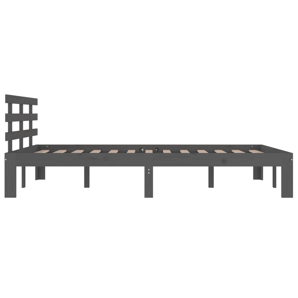 Sängynrunko harmaa täysi puu 140x200 cm - Sisustajankoti.fi