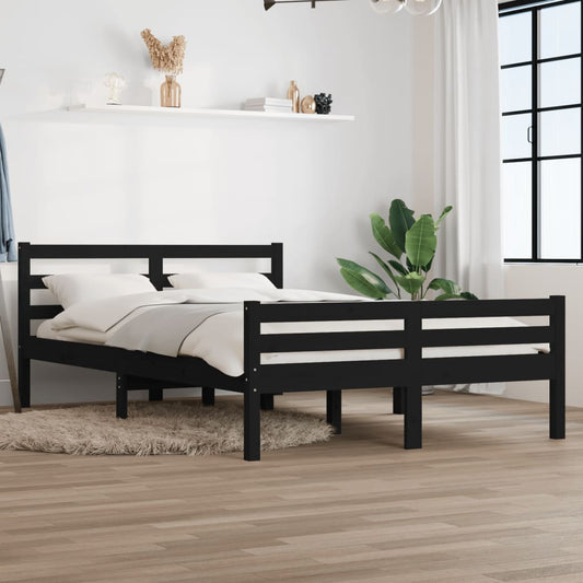 Sängynrunko musta täysi puu 150x200 cm 5FT King Size - Sisustajankoti.fi