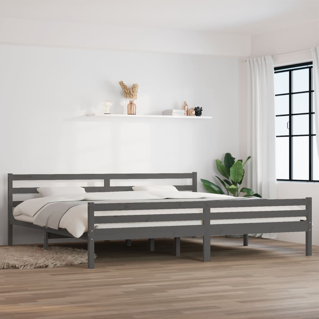 Sängynrunko harmaa täysi puu 180x200 cm 6FT Super King - Sisustajankoti.fi