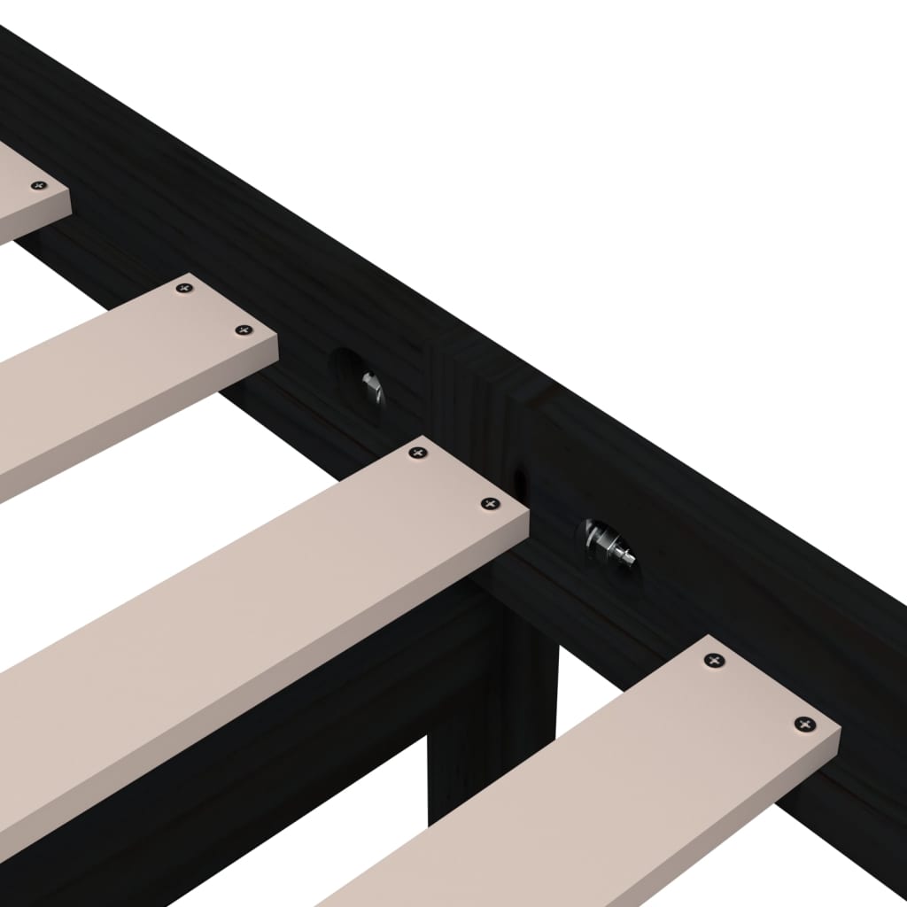 Sängynrunko musta täysi puu 75x190 cm 2FT6 Small Single - Sisustajankoti.fi