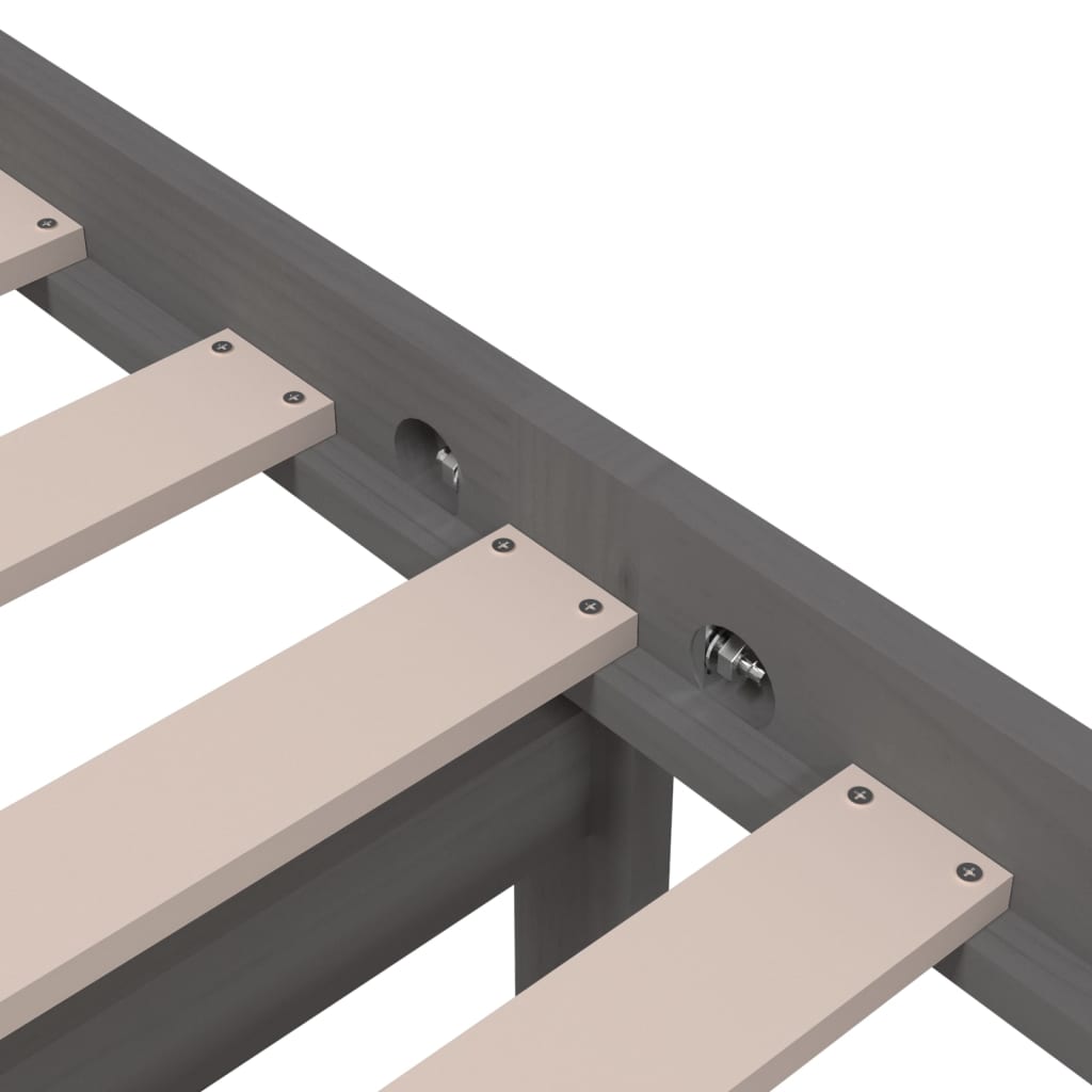 Sängynrunko harmaa täysi puu 120x190 cm 4FT Small Double - Sisustajankoti.fi