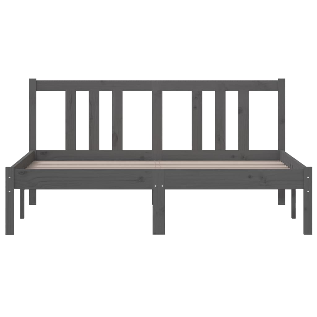 Sängynrunko harmaa täysi puu 135x190 cm 4FT6 Double - Sisustajankoti.fi
