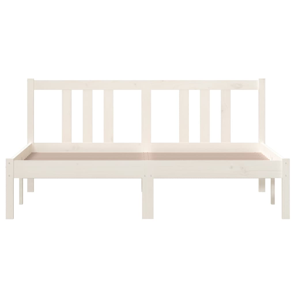 Sängynrunko valkoinen täysi puu 140x190 cm - Sisustajankoti.fi
