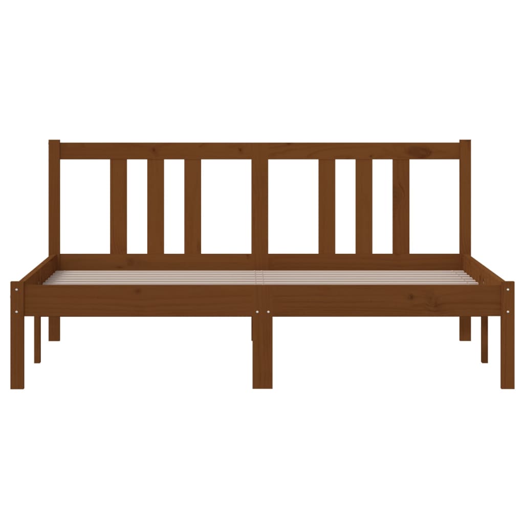 Sängynrunko hunajanruskea täysi puu 140x190 cm - Sisustajankoti.fi