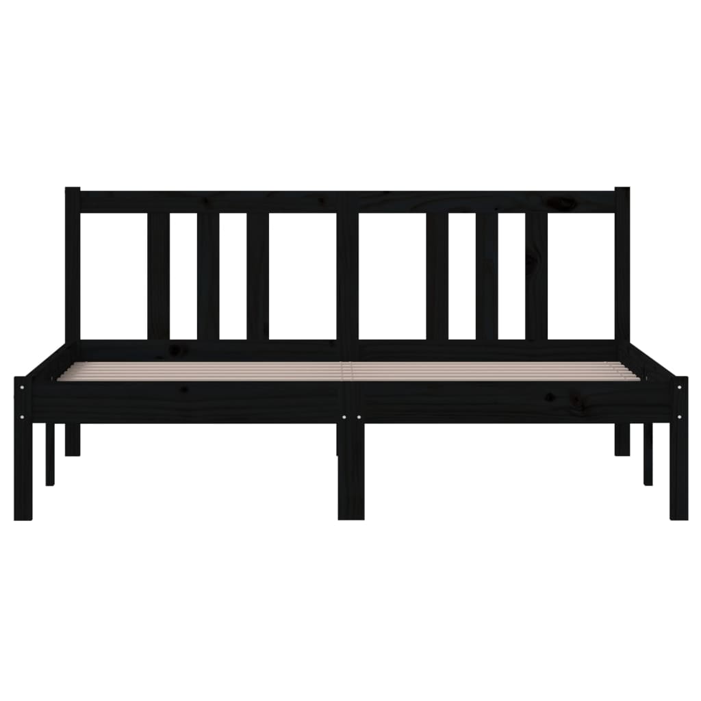 Sängynrunko musta täysi puu 140x190 cm - Sisustajankoti.fi