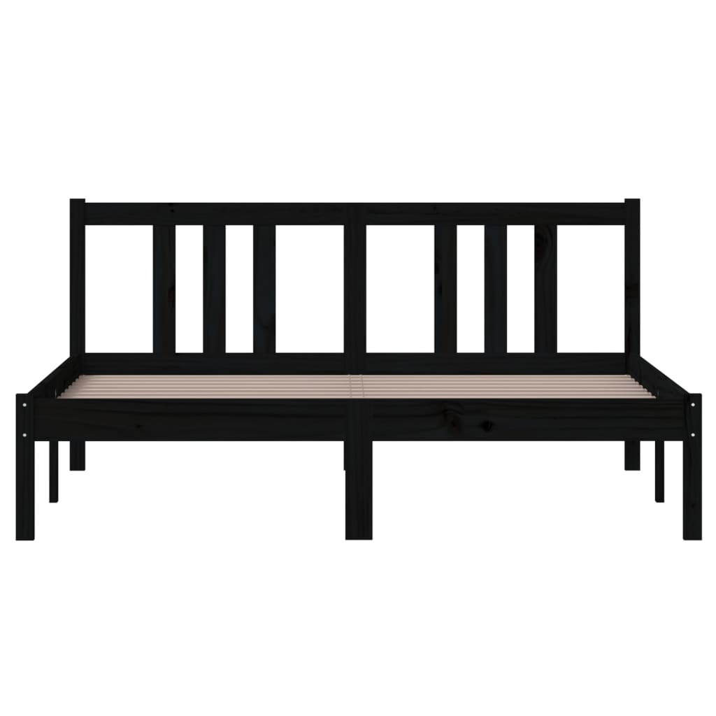 Sängynrunko musta täysi puu 140x200 cm - Sisustajankoti.fi