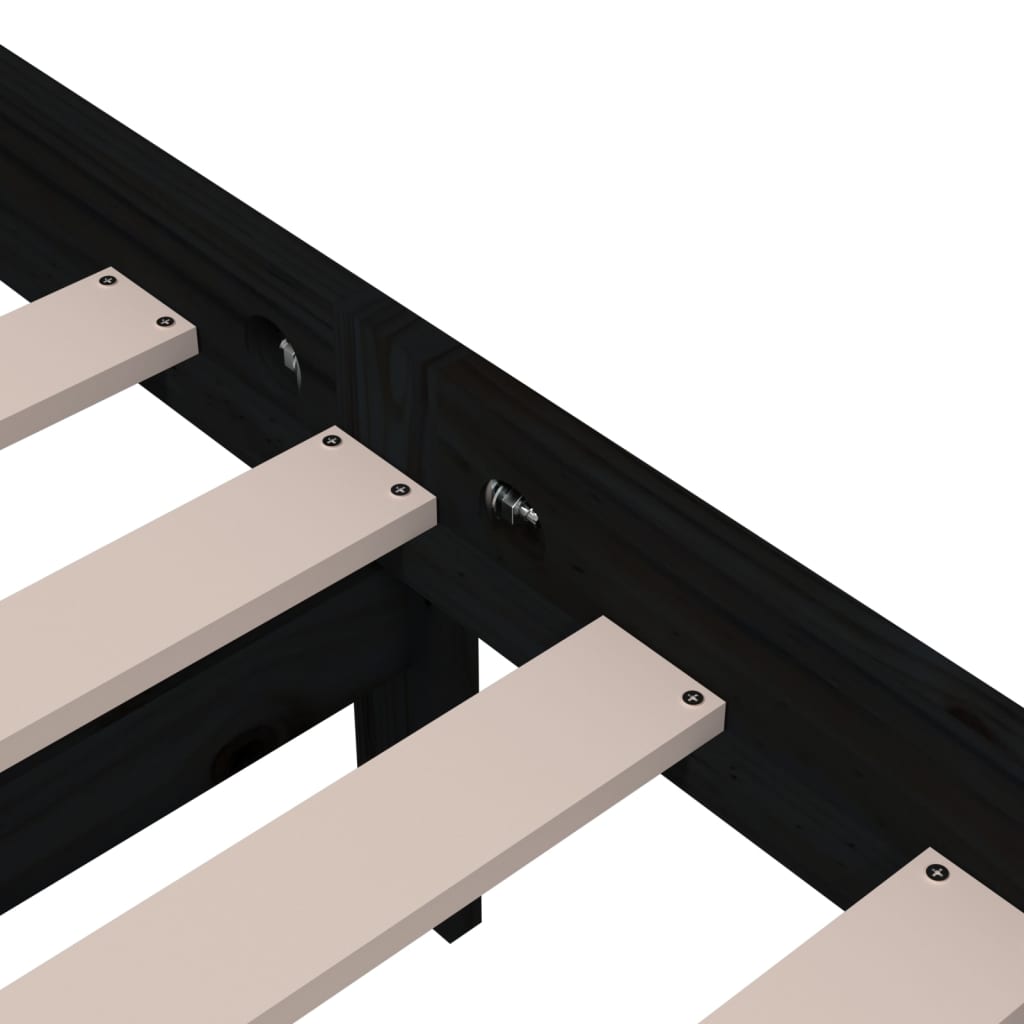 Sängynrunko musta täysi puu 160x200 cm - Sisustajankoti.fi