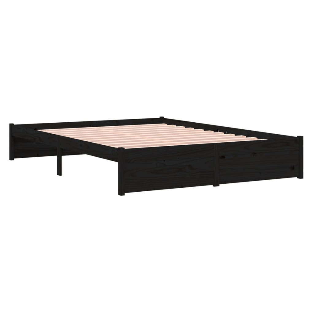 Sängynrunko musta täysi puu 150x200 cm 5FT King Size - Sisustajankoti.fi