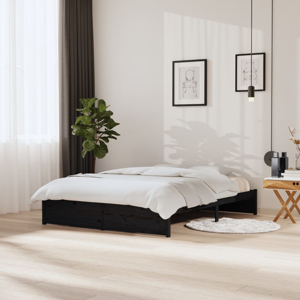 Sängynrunko musta täysi puu 150x200 cm 5FT King Size - Sisustajankoti.fi