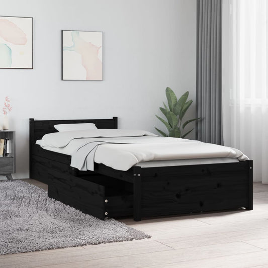 Sängynrunko laatikoilla musta 75x190 cm 2FT6 Small Single - Sisustajankoti.fi