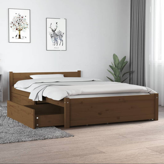 Sängynrunko laatikoilla hunajanrusk 120x190 cm 4FT Small Double - Sisustajankoti.fi