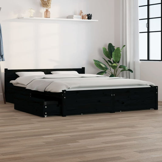 Sängynrunko laatikoilla musta 150x200 cm 5FT King Size - Sisustajankoti.fi