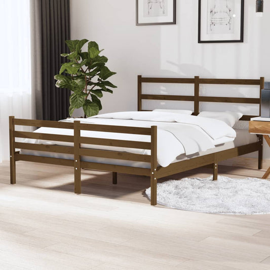 Sängynrunko hunajanruskea täysi mänty 135x190 cm 4FT6 Double - Sisustajankoti.fi
