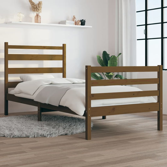 Sängynrunko täysi mänty 100x200 cm hunajanruskea - Sisustajankoti.fi