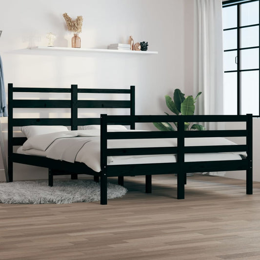 Sängynrunko täysi mänty 120x200 cm musta - Sisustajankoti.fi