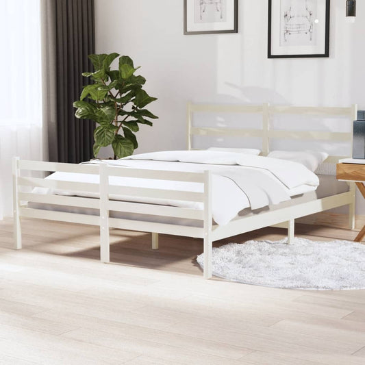 Sängynrunko valkoinen täysi mänty 150x200 cm 5FT King Size - Sisustajankoti.fi