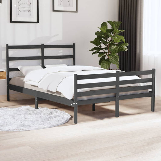 Sängynrunko harmaa täysi mänty 150x200 cm 5FT King Size - Sisustajankoti.fi