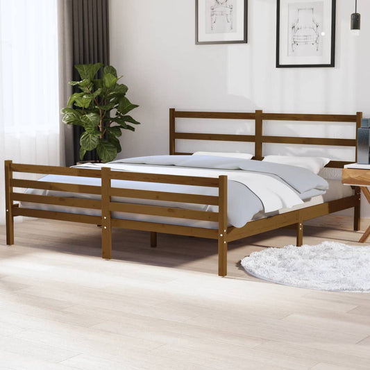 Sängynrunko hunajanruskea täysi mänty 180x200 cm 6FT Super King - Sisustajankoti.fi